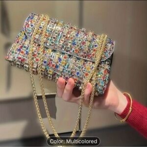 Multicolored Crystal Embellished Women's Bag